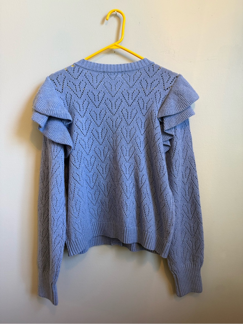 bagatelle Lavender Blue Ruffle Pointelle Cardigan - Picture 5 of 5